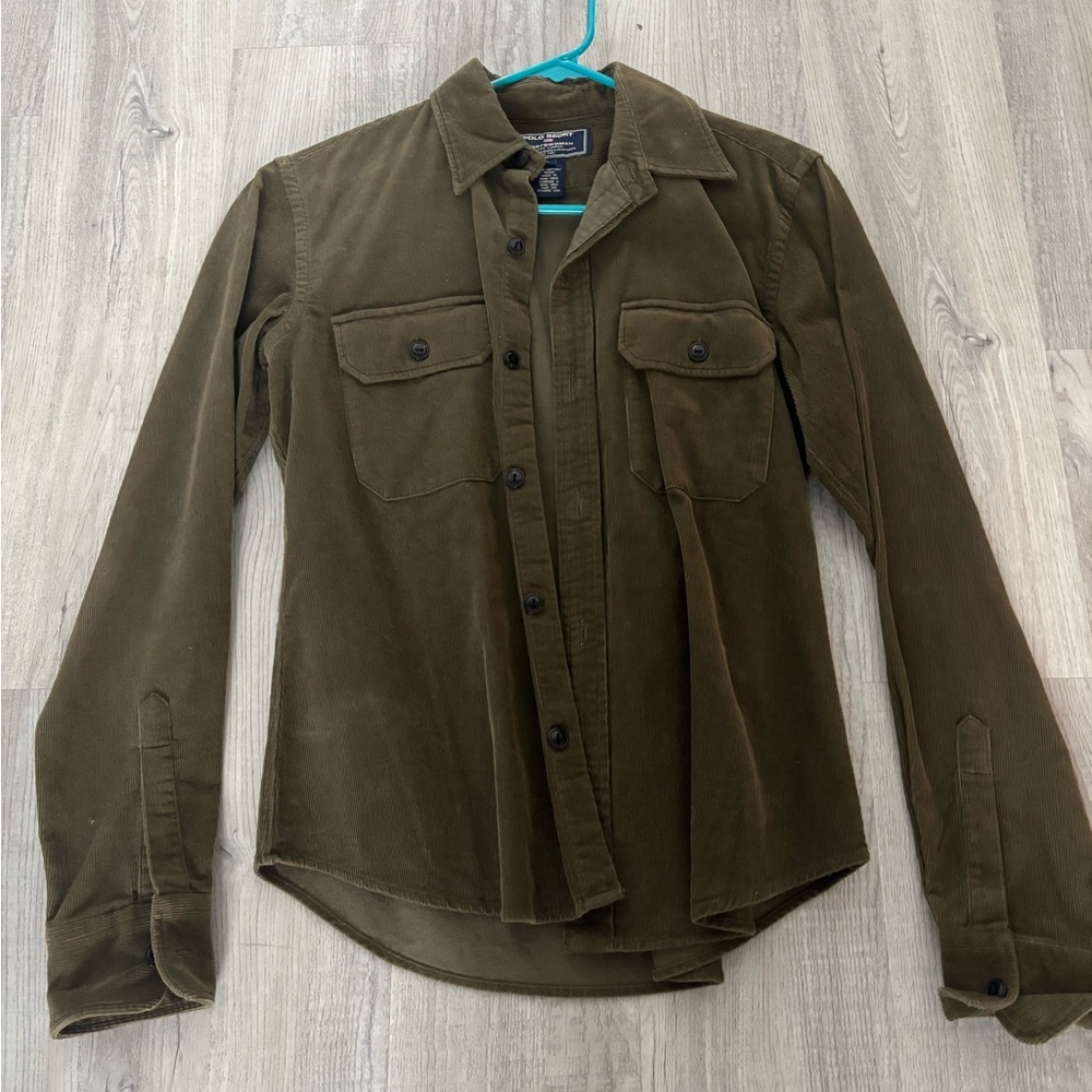 Olive green corduroy button up